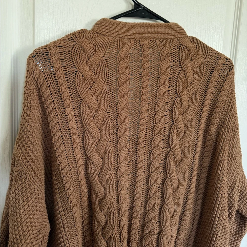 Jenni Kayne Cable Knit Oversized Cardigan In Brown - Picture 8 of 8
